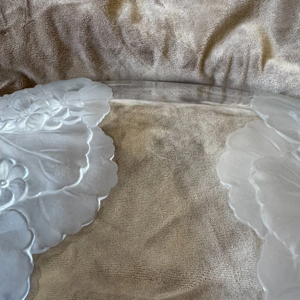 GUC Vintage Mikasa Hoya Crystal‎ Floral Motif Oval Serving Tray 13
